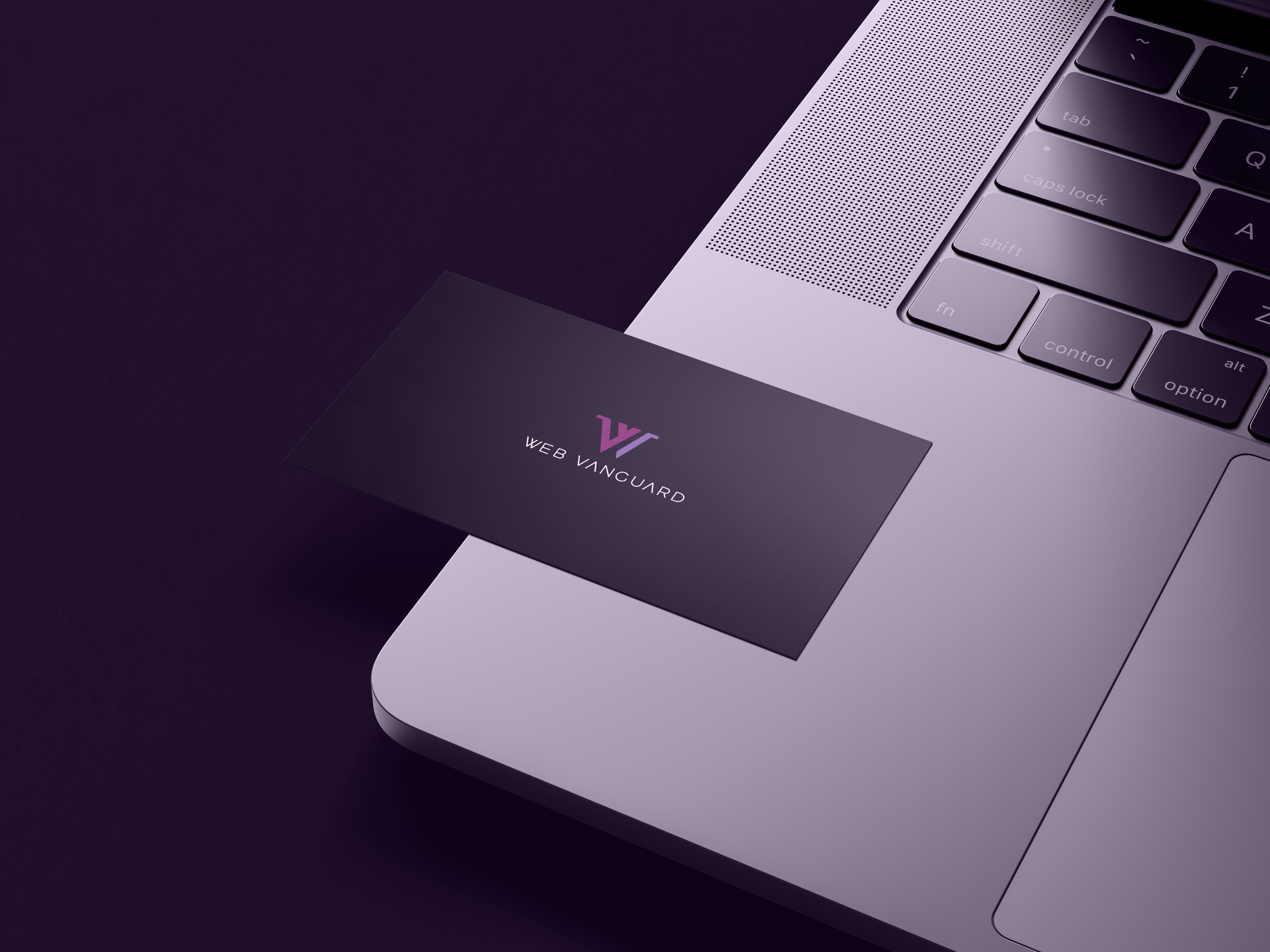 close no canto esquerdo do monitor com um cartão escuro da logo da web vanguard