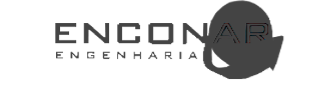 Logotipo da Enconar Engenharia, com o nome “ENCONAR” em destaque e o desenho de um mundo com uma seta curvada apontando para o canto superior direito