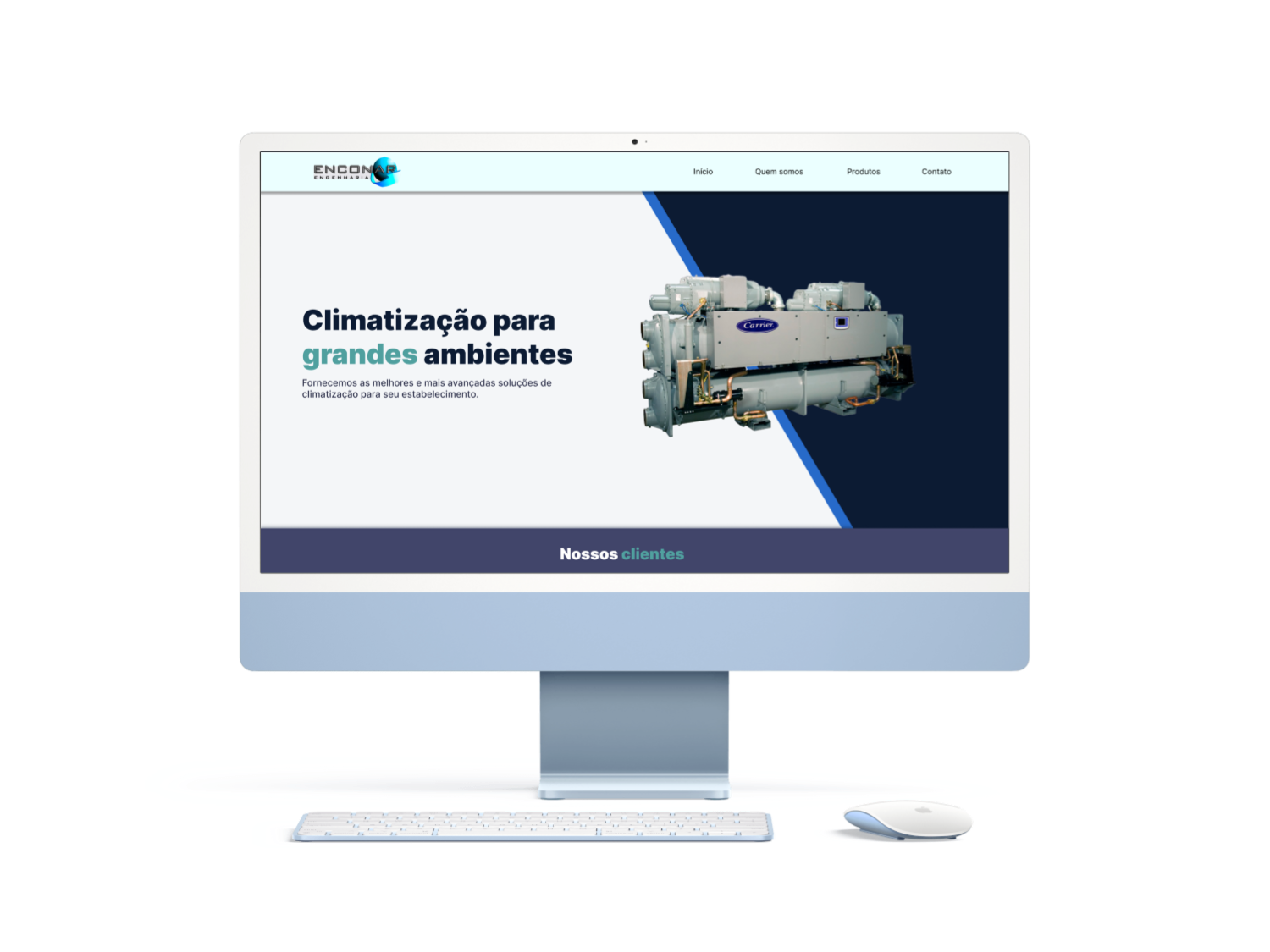 Monitor branco com a pagina inicial do site  enconar