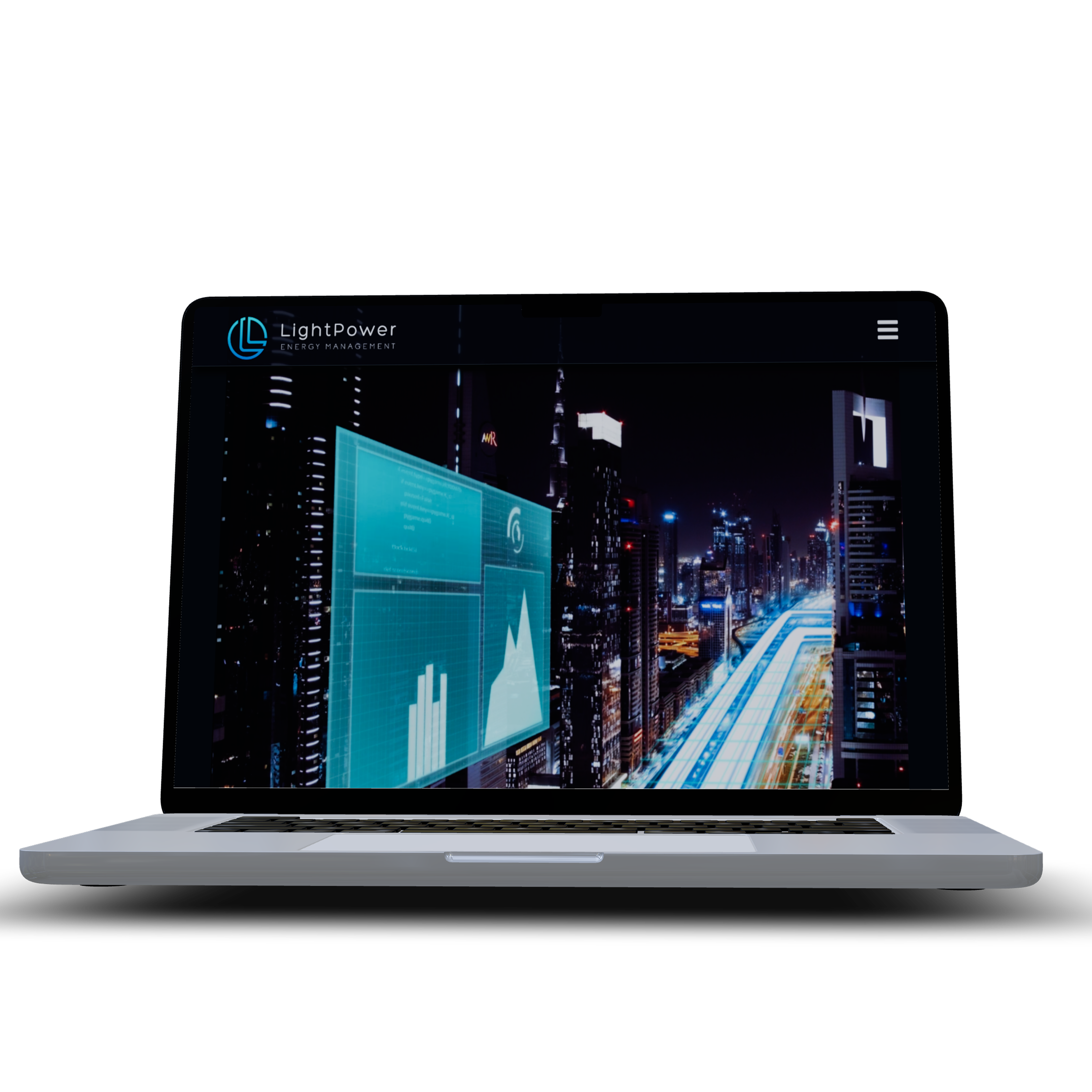 Monitor com a pagina inical do site da lightpower